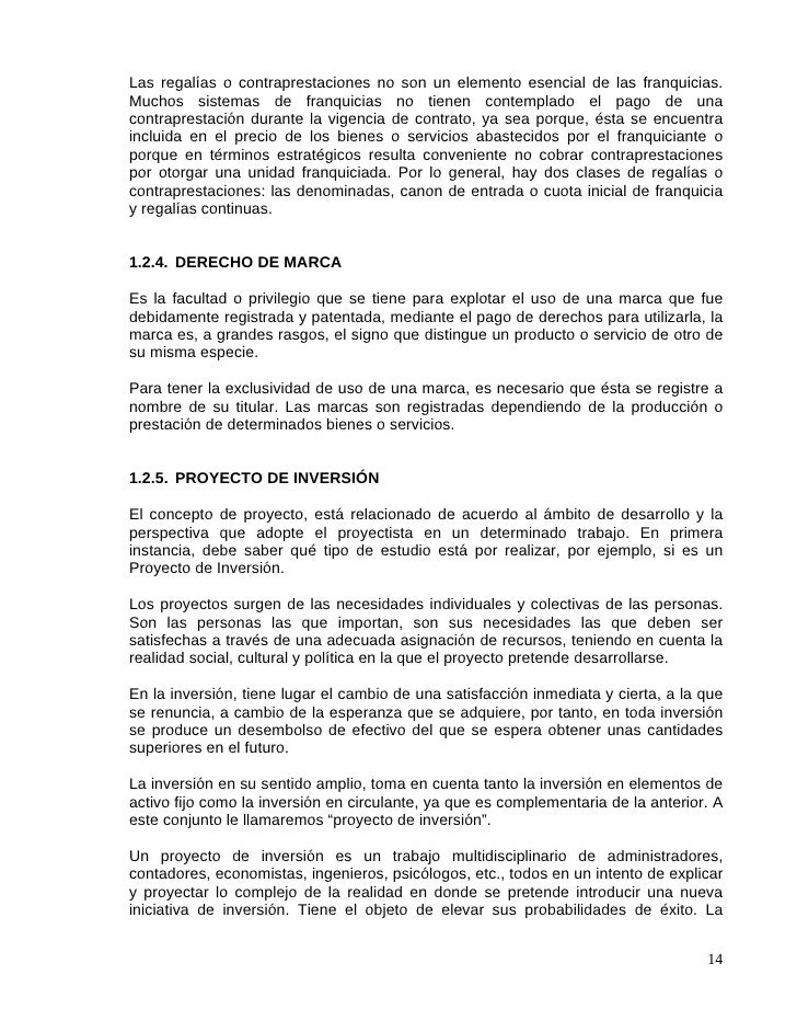 Franquicia Como Proyecto Inversion