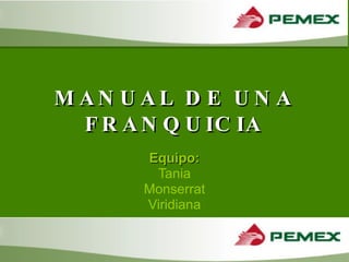 MANUAL DE UNA FRANQUICIA Equipo: Tania Monserrat Viridiana 