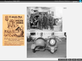 SORTIR
Franquisme 1939-1975
TORNAR
Armand
Figuera
Història d’Espanya i Catalunya
INICIFONTS i RECURSOS
La Junta Democrática propugna:
1. La formación de un Gobierno provisional que sustituye al actual,
para devolver al hombre y a la mujer españoles, mayores de dieciocho años,
su plena ciudadanía mediante el reconocimiento legal de las libertades,
derechos y deberes democráticos.
2. La amnistía absoluta de todas las responsabilidades por hechos
de naturaleza política, y la liberación inmediata de todos los detenidos por
razones políticas y sindicales.
3. La legalización de los partidos políticos sin exclusiones.
4. La libertad sindical y la restitución al movimiento obrero del
patrimonio del Sindicato Vertical.
5. Los derechos de huelga, de reunión y de manifestación política.
6. La libertad de prensa, radio, de opinión y de información objetiva
en los medios estatales de comunicación social, especialmente en la
televisión. [...]
7. El reconocimiento, bajo la unidad del Estado español, de la
personalidad política de los pueblos catalán, vasco, gallego y de las
comunidades regionales que lo decidan democráticamente. […]
Declaració de la «Junta Democrática de España», constituïda a París el juliol de 1974
 
