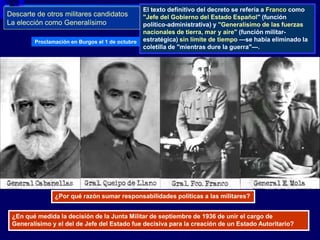 Franquismo. 1 naturaleza y condiciones surgimiento del régimen