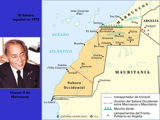 EL CONFLICTO DEL
SÁHARA
El Sahara
español en 1975
Hassan II de
Marruecos
 