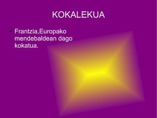 KOKALEKUA
●   Frantzia,Europako
    mendebaldean dago
    kokatua.
 