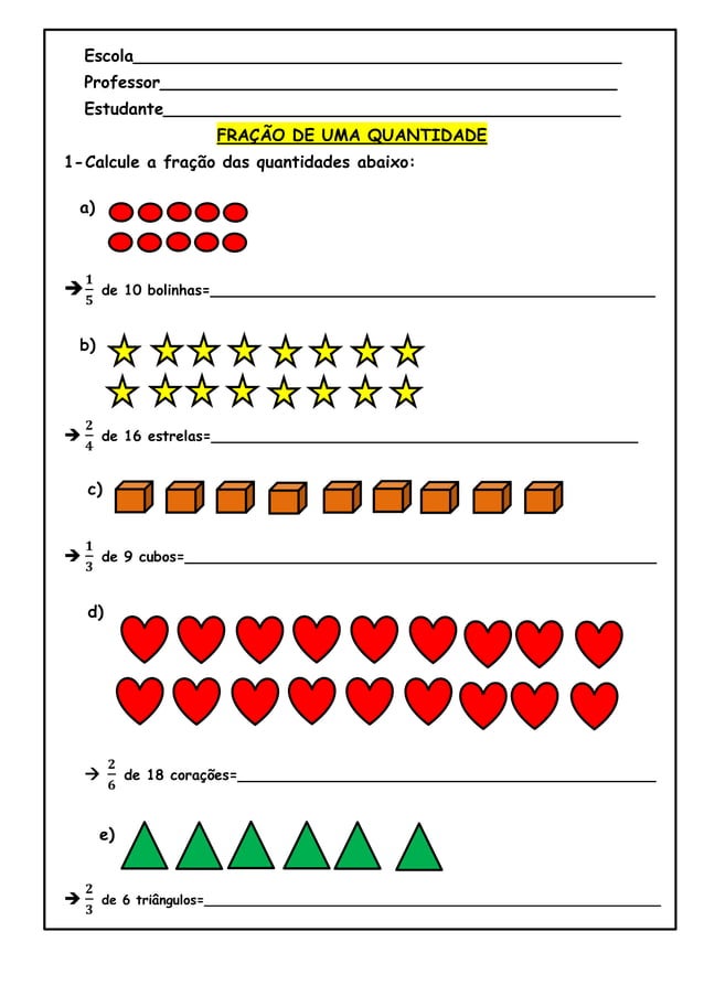 Frações de quantidades em matemática | PDF
