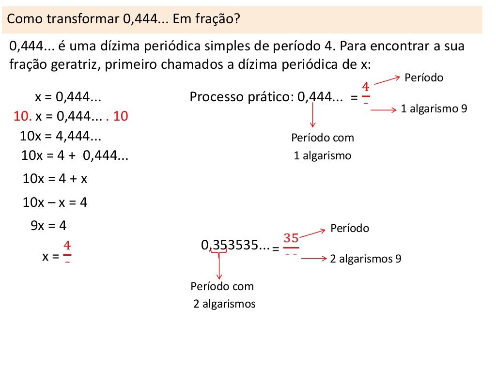 Determine A Fração Geratriz Dos Números A Seguir