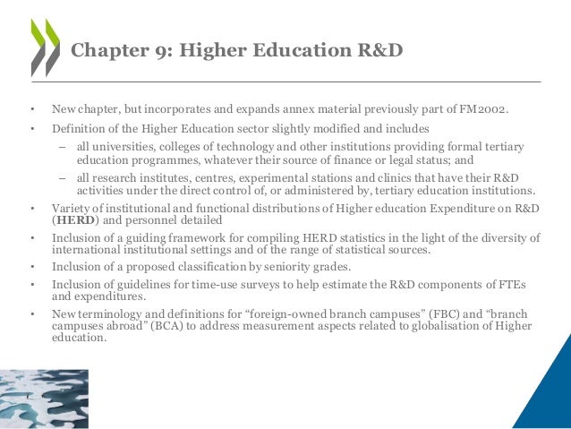 Chapter 10: Private Non-Profit R&D
• New Chapter.
• Scope and definition of the sector kept identical to FM2002 (non-profi...