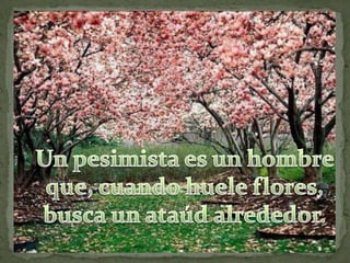 Un pesimista es un hombre que, cuando huele flores, busca un ataúd alrededor. 