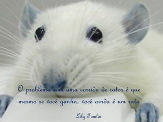 O problema com uma corrida de ratos é que
mesmo se você ganha, você ainda é um rato
                   Lily Tomlin
 