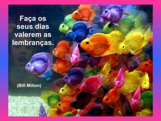 Faça os seus dias valerem as lembranças. (Bill Milton)  