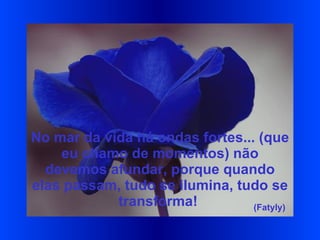 No mar da vida há ondas fortes... (que eu chamo de momentos) não devemos afundar, porque quando elas passam, tudo se ilumina, tudo se transforma!   (Fatyly)   