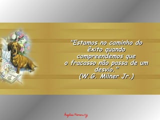 "Estamos no caminho do êxito quando compreendemos que o fracasso não passa de um desvio." (W.G. Milner Jr.) 