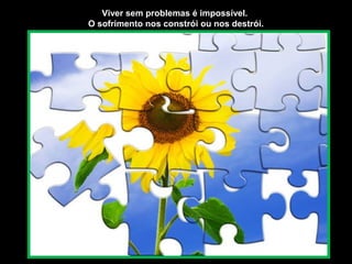 Viver sem problemas é impossível.
O sofrimento nos constrói ou nos destrói.
 