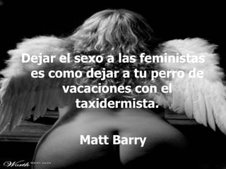Dejar el sexo a las feministas es como dejar a tu perro de vacaciones con el taxidermista. Matt Barry 