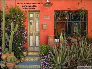 Se um dia fecharem-lhe as portas da vida,  pule a janela.  