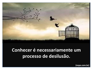 Conhecer é necessariamente um
processo de desilusão.
(nepo.com.br)
 