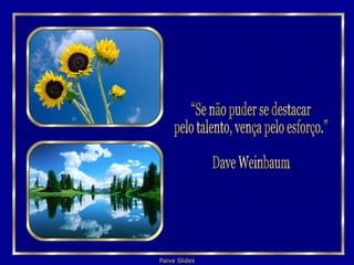 “Se não puder se destacar  pelo talento, vença pelo esforço.” Dave Weinbaum 