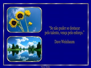 “Se não puder se destacar  pelo talento, vença pelo esforço.” Dave Weinbaum 