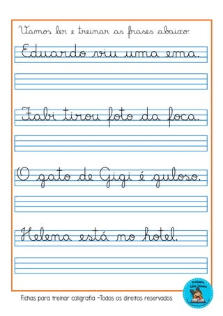 FRASES PARA TREINAR CALIGRAFIA.pdf 3º e 4º ano. | PDF