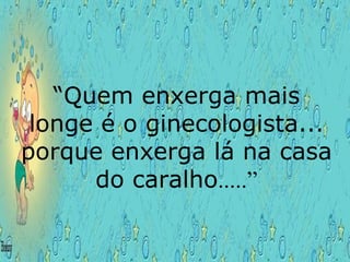 “ Quem enxerga mais longe é o ginecologista... porque enxerga lá na casa do caralho .....” 