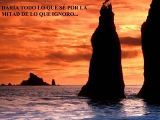 DARÍA TODO LO QUE SÉ POR LA  MITAD DE LO QUE IGNORO... 