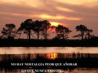 NO HAY NOSTALGIA PEOR QUE AÑORAR

     LO QUE NUNCA EXISTIO...
 