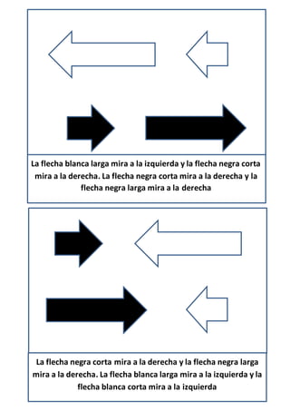 La flecha blanca larga mira a la izquierda y la flecha negra corta
mira a la derecha. La flecha negra corta mira a la derecha y la
flecha negra larga mira a la derecha
La flecha negra corta mira a la derecha y la flecha negra larga
mira a la derecha. La flecha blanca larga mira a la izquierda y la
flecha blanca corta mira a la izquierda
 