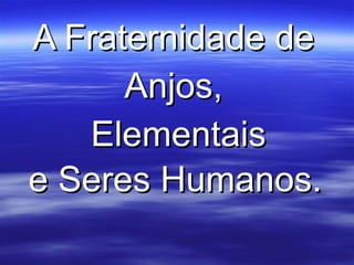 A Fraternidade de  Anjos,  Elementais e Seres Humanos.   