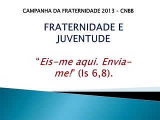 CAMPANHA DA FRATERNIDADE 2013 – CNBB
 