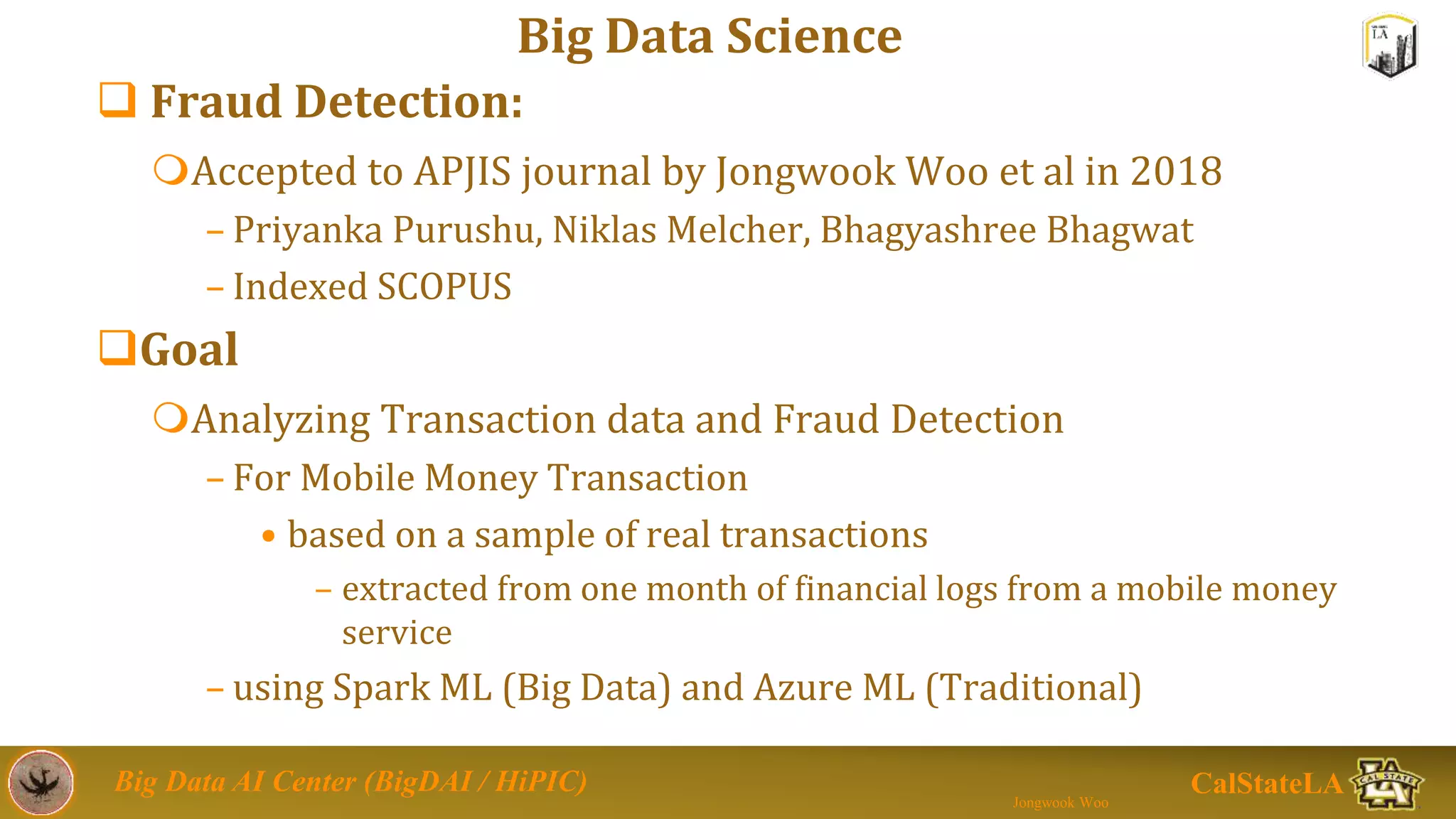Predictive Analysis of Financial Fraud Detection using Azure and Spark ...