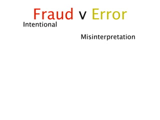 Fraud v Error
Intentional
        Misinterpretation
 