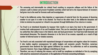 FRAUD IDENTIFICATION IN FORENSIC TAX INVESTIGATION AND RULE OF EVIDENCE ...