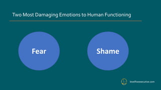 Two Most Damaging Emotions to Human Functioning
levelfiveexecutive.com
Fear Shame
 