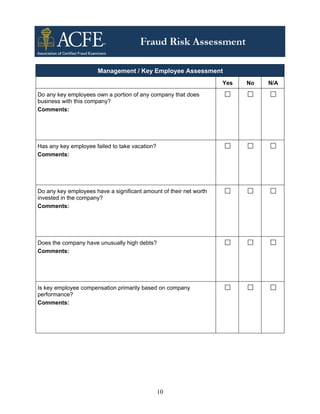 Corruption Risk Assessment Form Fraud risk assessment | PDF