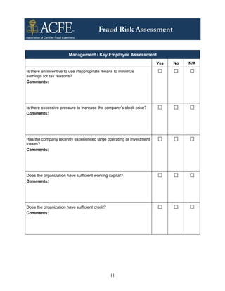 Corruption Risk Assessment Form Fraud risk assessment | PDF