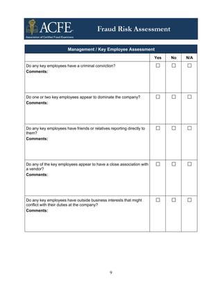 Corruption Risk Assessment Form Fraud risk assessment | PDF