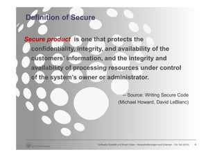 Securely Definition Applying Lean Principles to Overcome Challenges of Software Security in ...