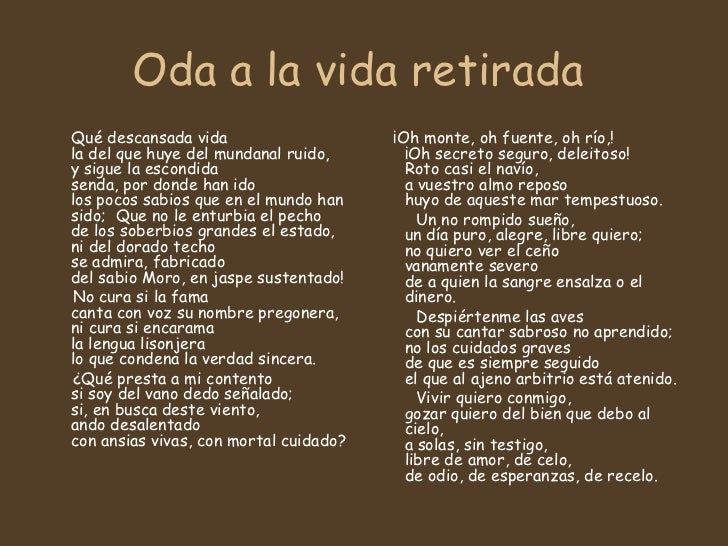 Oda A La Vida Retirada Autor