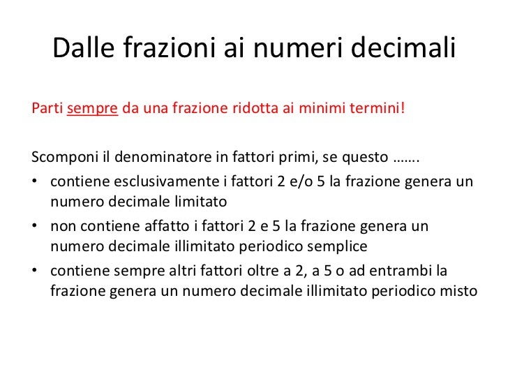 Frazioni e numeri decimali