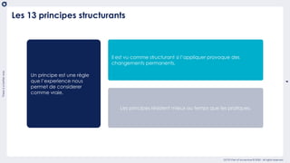 Thereisabetterway
4
OCTO Part of Accenture © 2020 - All rights reserved
Les 13 principes structurants
Un principe est une règle
que l’experience nous
permet de considerer
comme vraie.
Il est vu comme structurant si l’appliquer provoque des
changements permanents.
Les principes résistent mieux au temps que les pratiques.
 