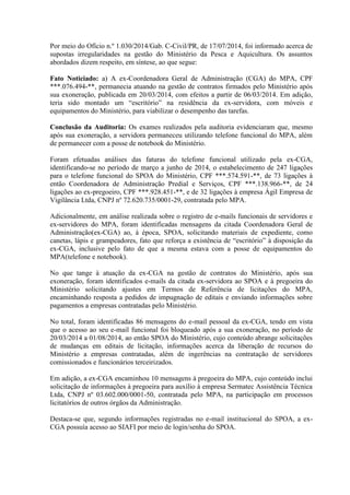 Caso Girleide Relatorio CGU Ministerio da Pesca e Agricultura - SERMATEC e  Outras