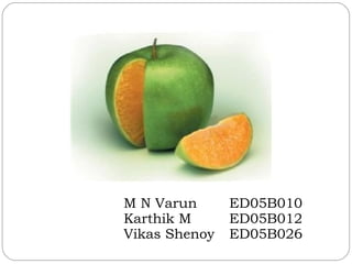 M N Varun  ED05B010 Karthik M  ED05B012 Vikas Shenoy  ED05B026 