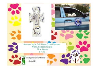 Murano Style Foil Glass Cross Pendant
White/Copper/Purple
30 x 44mm
$4.25
 