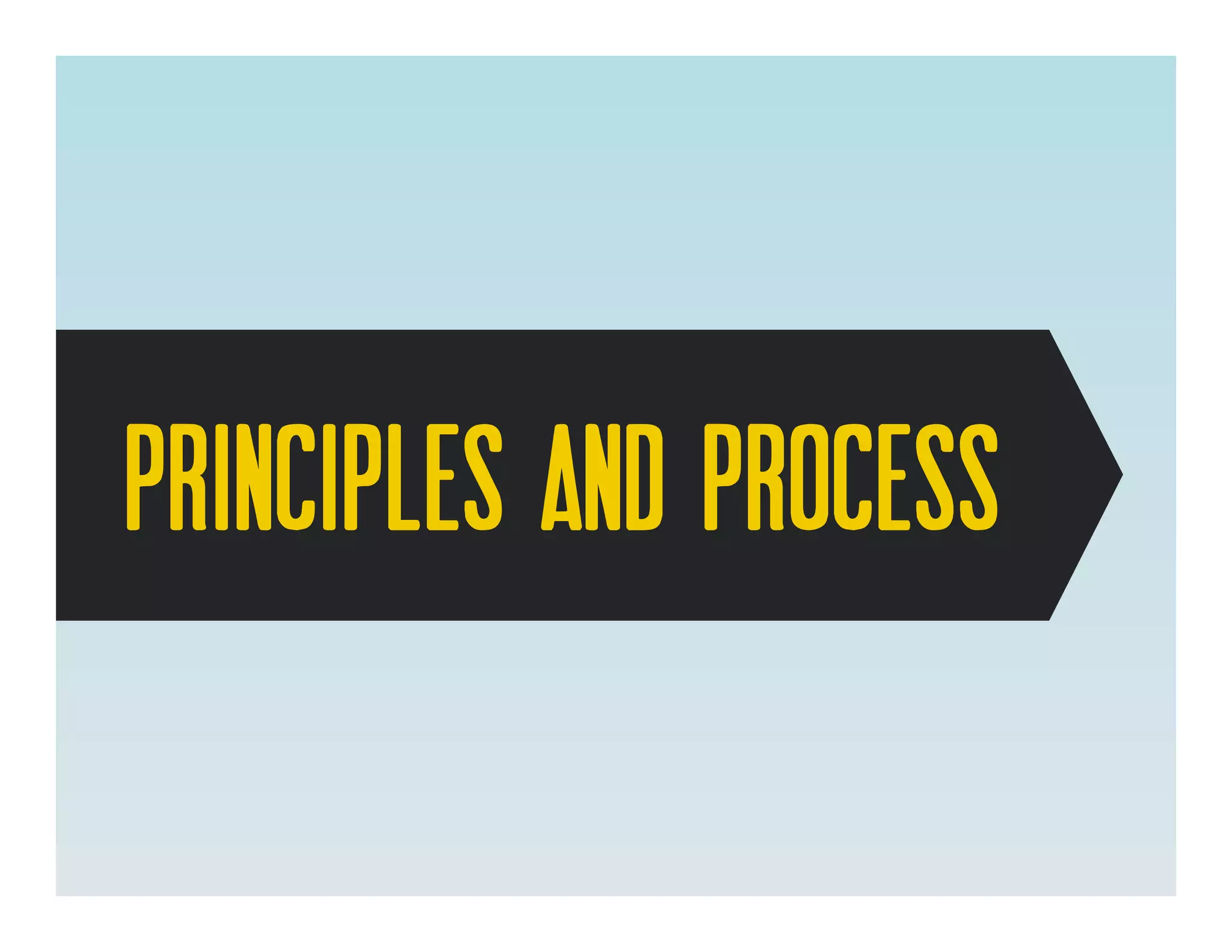 PRINCIPLES aND PROCESS
 