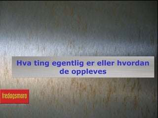 Hva ting egentlig er eller hvordan
           de oppleves
 