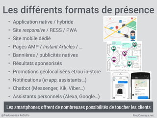 FredCavazza.net@fredcavazza #eCoCo
Les différents formats de présence
• Application native / hybride
• Site responsive / R...