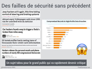 FredCavazza.net@fredcavazza #WiL
Des failles de sécurité sans précédent
😱
Un sujet tabou pour le grand public qui va rapidement devenir critique
 