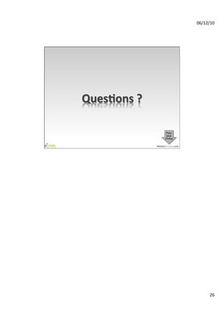 06/12/10	
  




QuesAons	
  ?	
  

                            Pour
                            plus
                           d’infos

                    MediasSociaux.com	
  




                                                    26	
  
 
