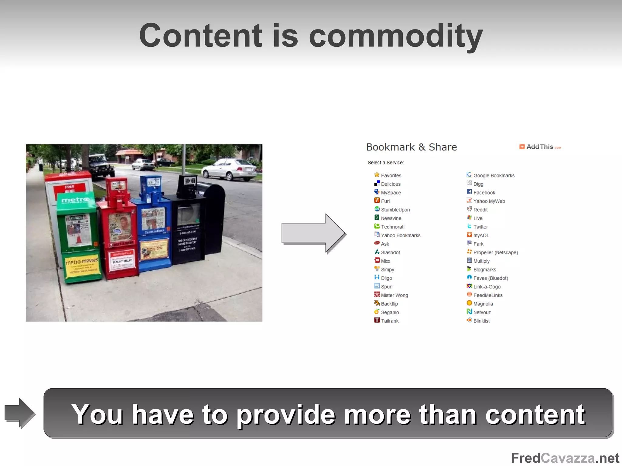 Content is commodity You have to provide more than content 