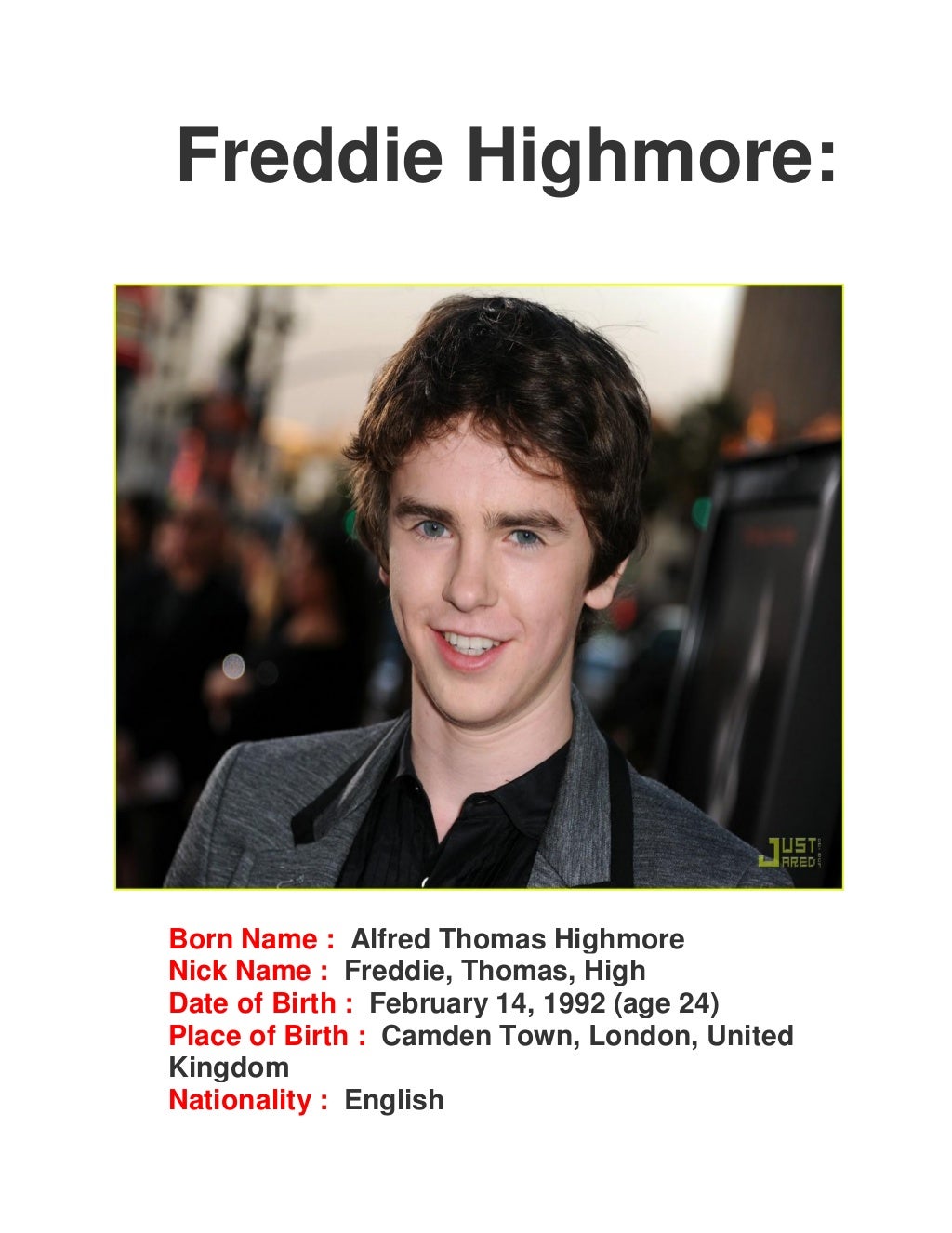 Freddie highmore biography