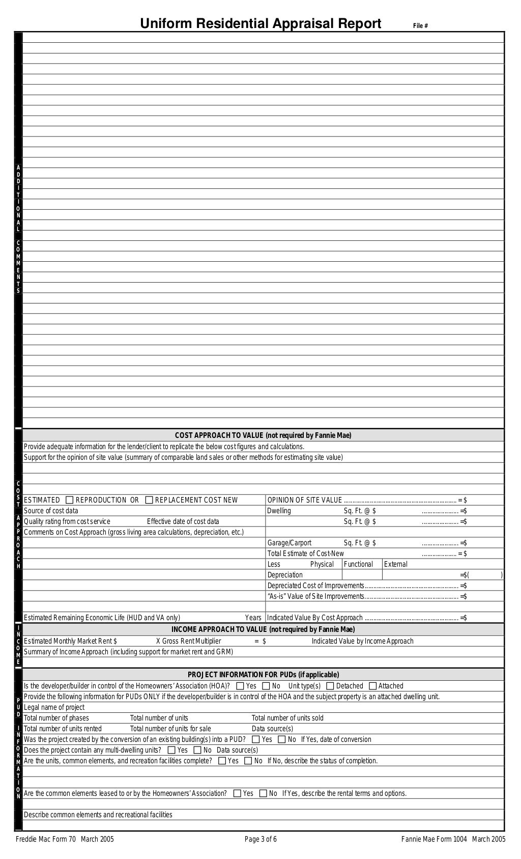 Freddie Mac Blank Appraisal Form 70