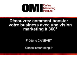Découvrez comment booster
votre business avec une vision
marketing à 360°
Frédéric CANEVET
ConseilsMarketing.fr
 